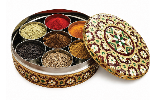 Rocky Mountain Spice Company image of a masala dabba with spices